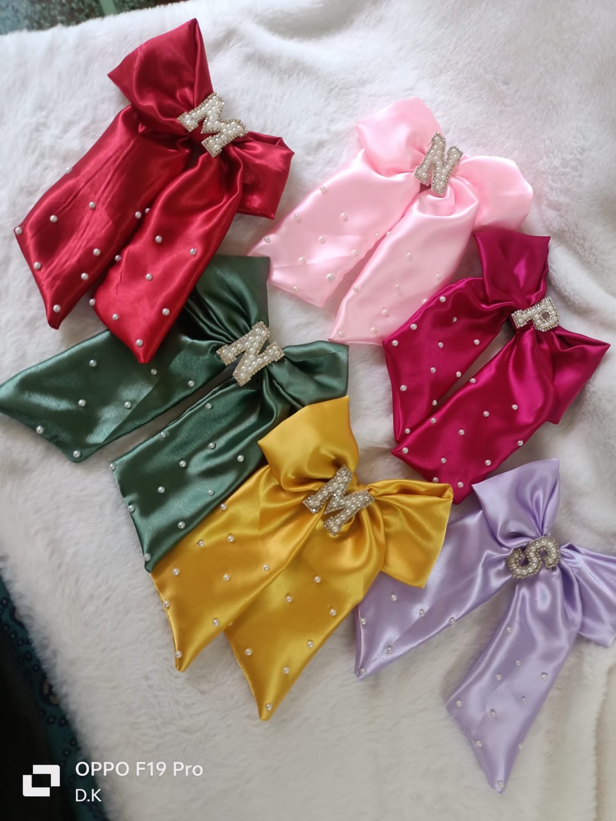 Personalized Rhinestone Initial Bow Clip