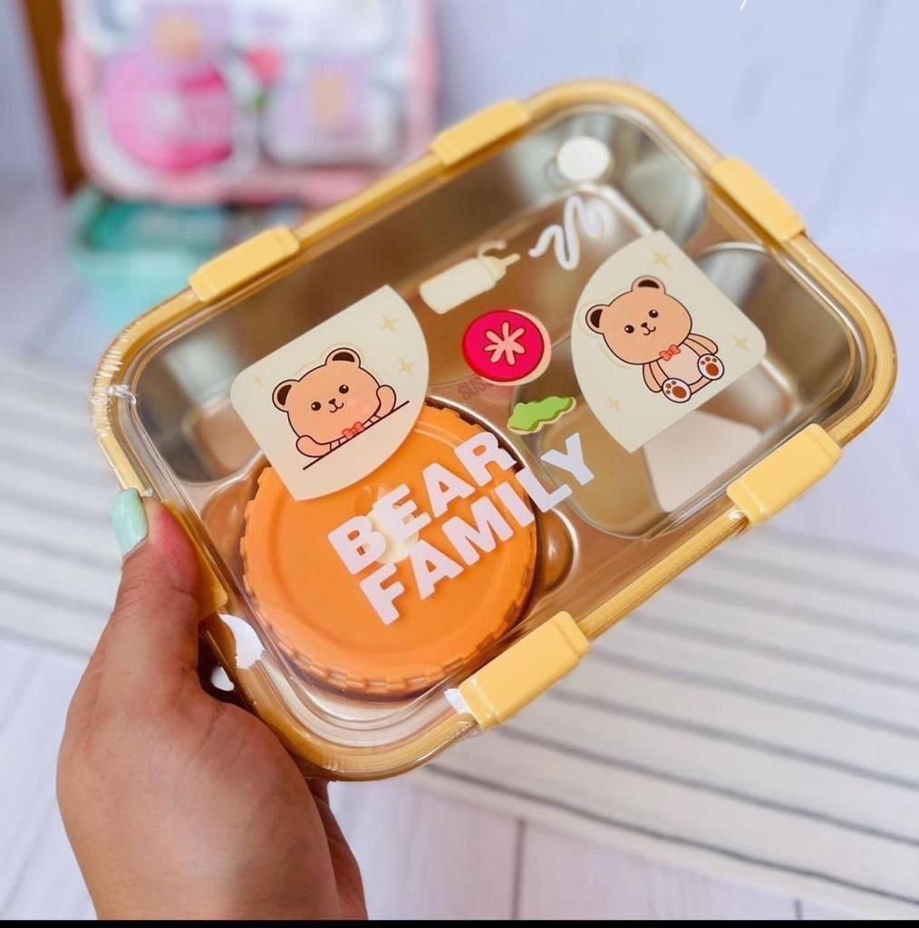 Bear family steel lunch box