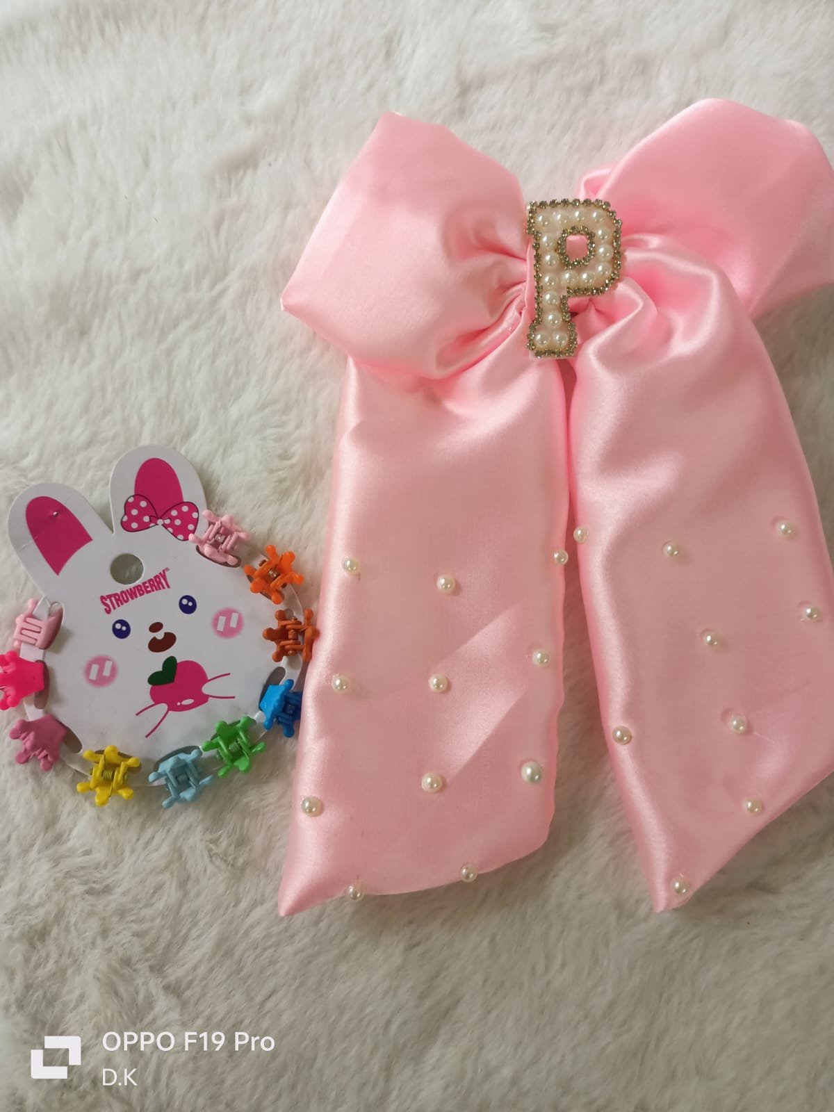 Personalized Rhinestone Initial Bow Clip