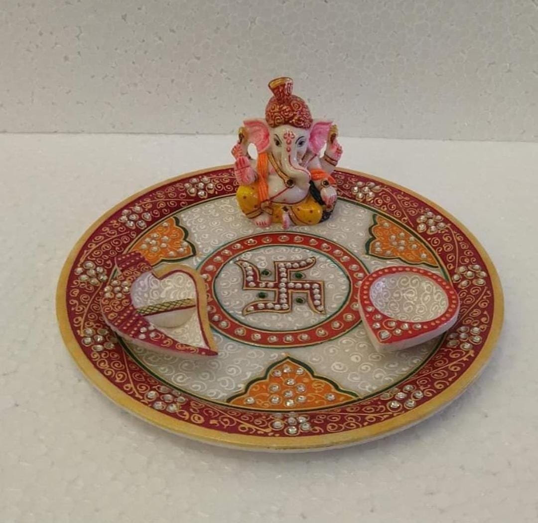 Marble pooja thali set