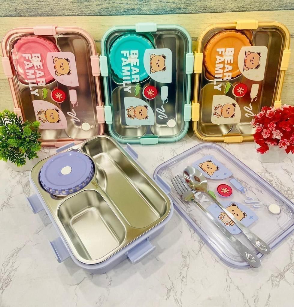 Bear family steel lunch box