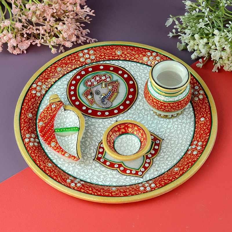 Marble pooja thali set