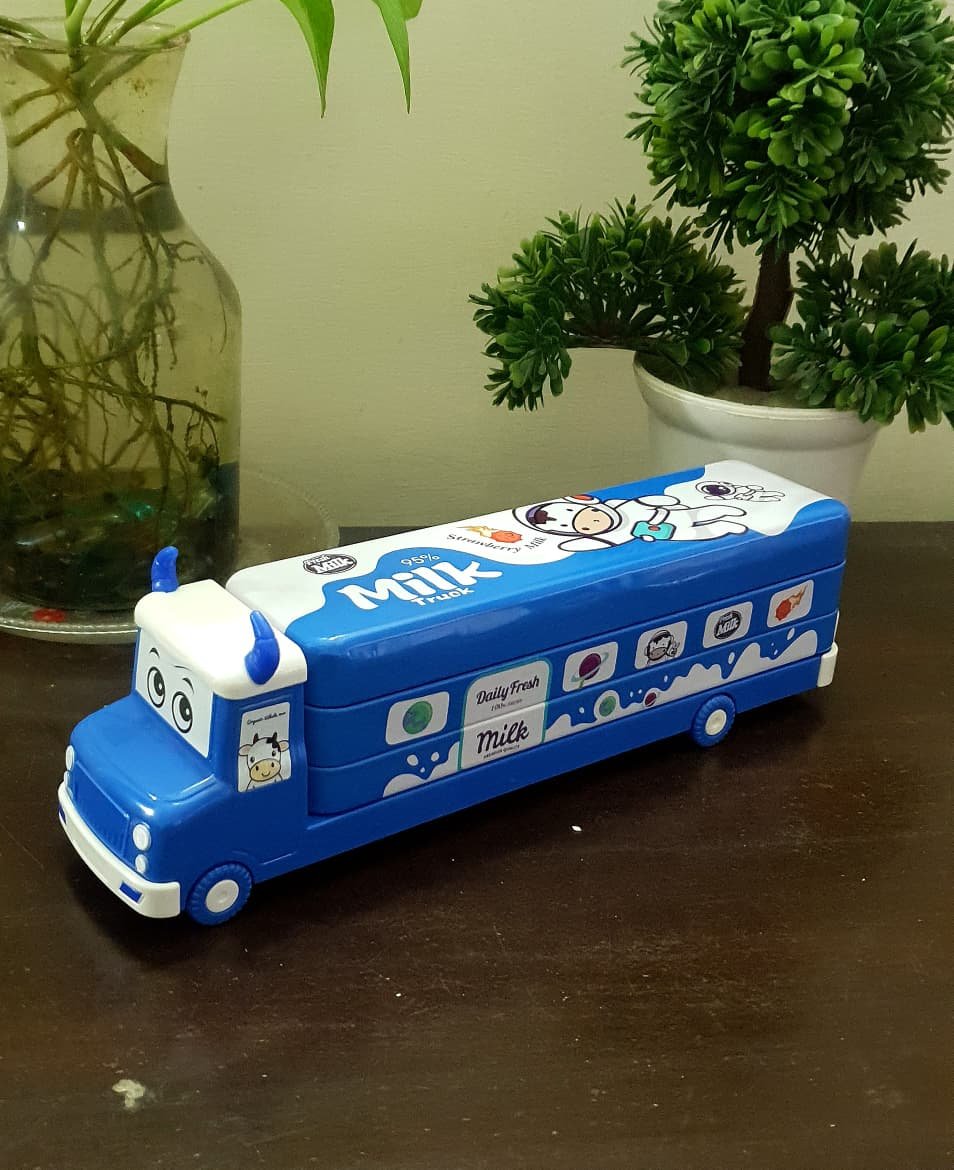 Cow Milk Van Metal Pencil Box with Stationery ???? 