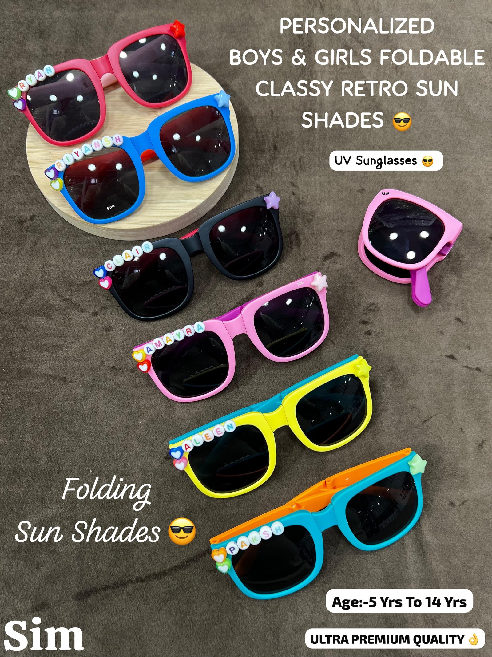 KID’S PERSONALIZED UNISEX FOLDABLE SUN GLASSES ???? 