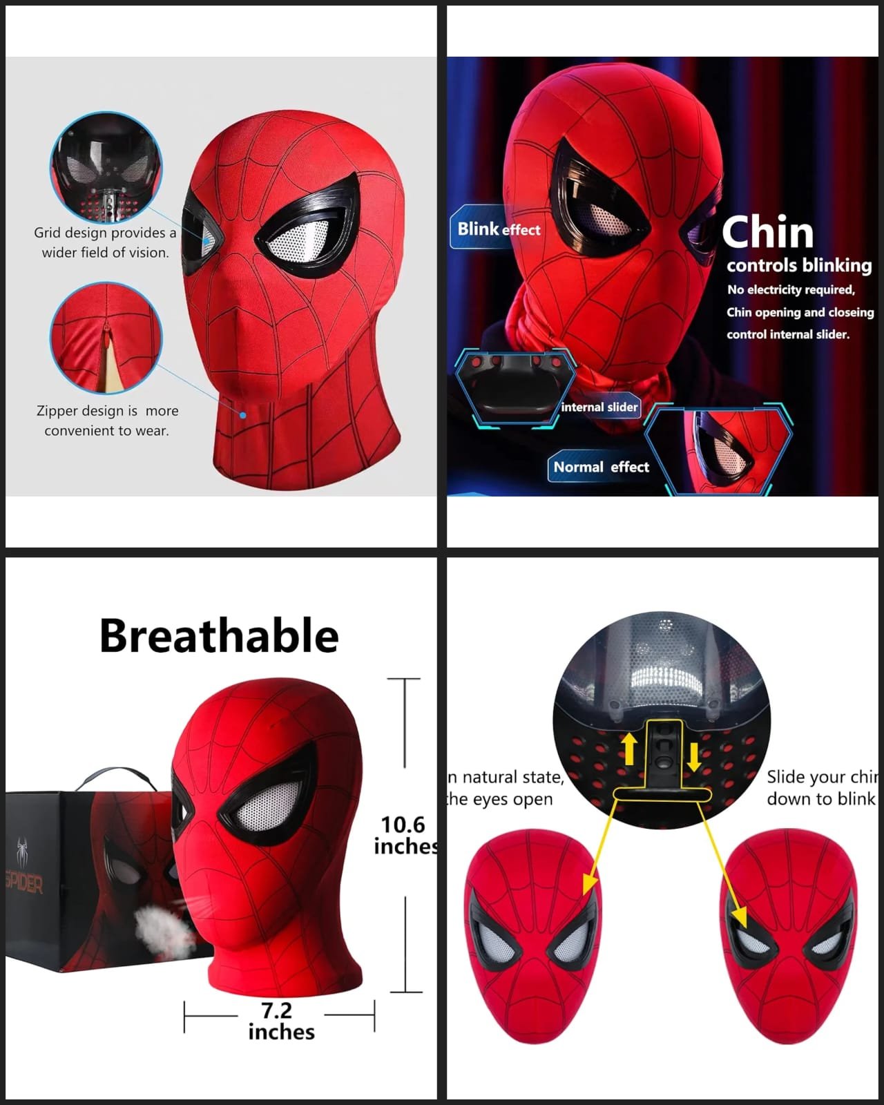Spiderman head mask movable eyes