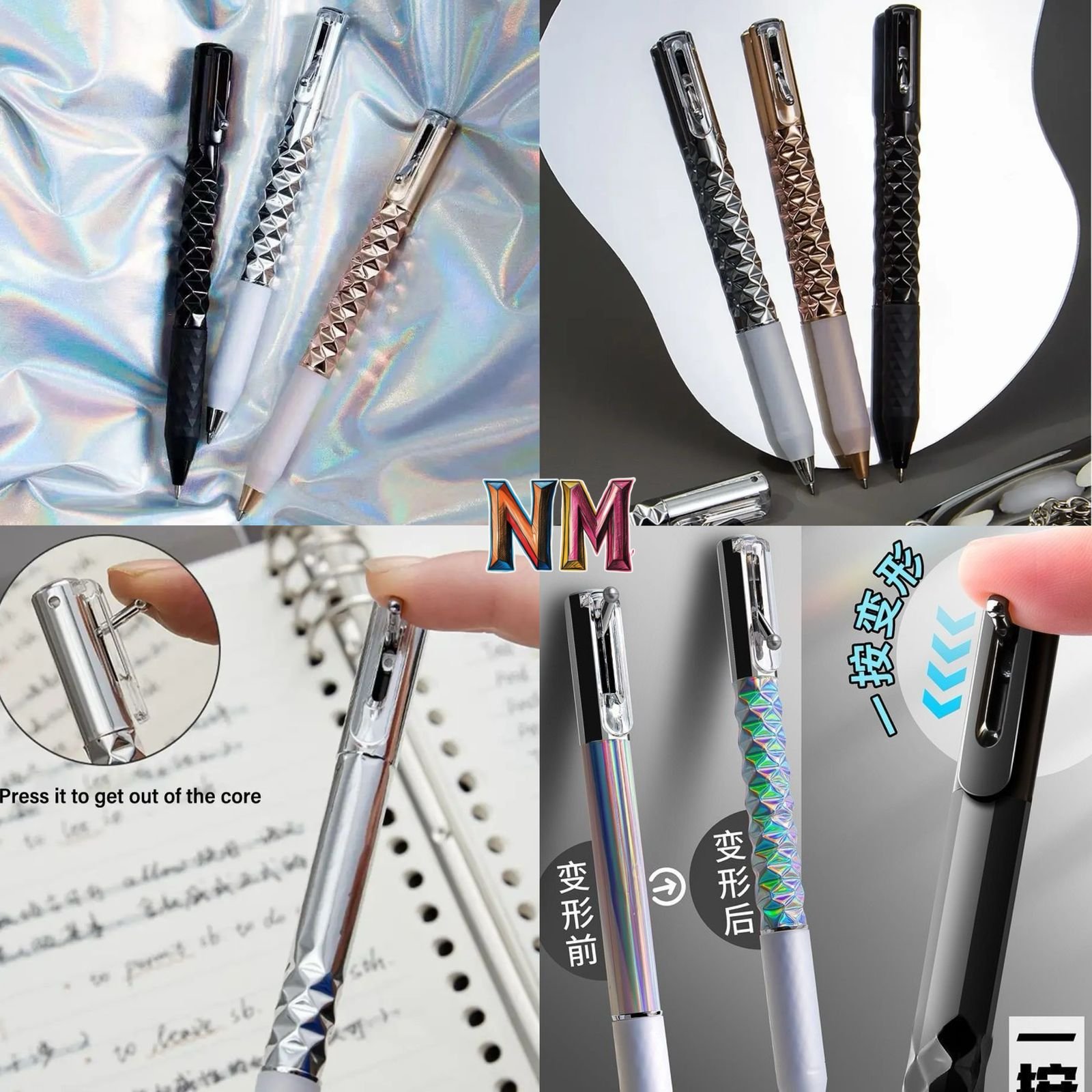 Metal Geometric Crushing Deformation Gel Pen 0.5mm Black Ink