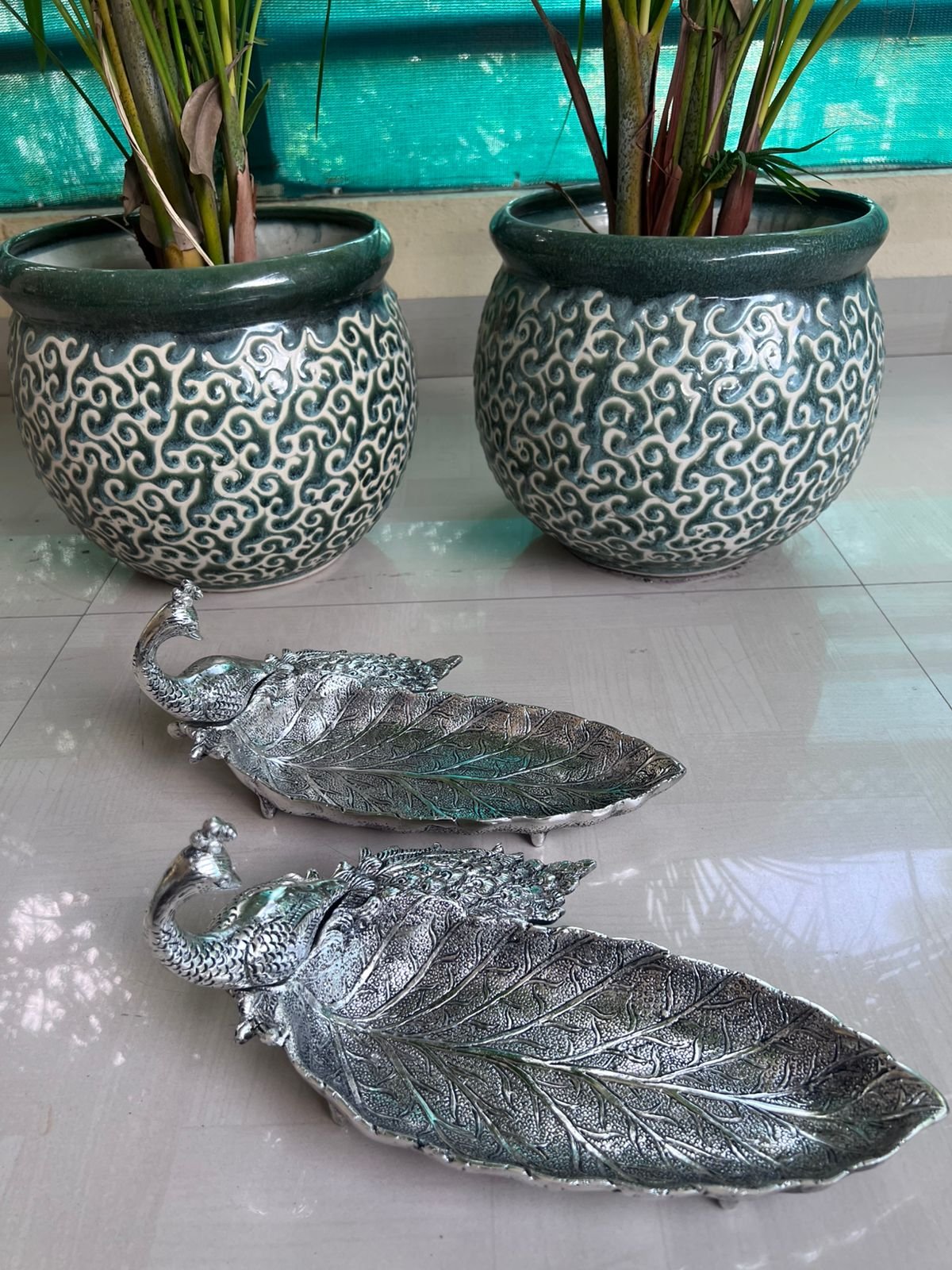 Long peacock leaf style tray