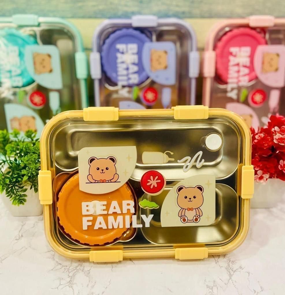 Bear family steel lunch box