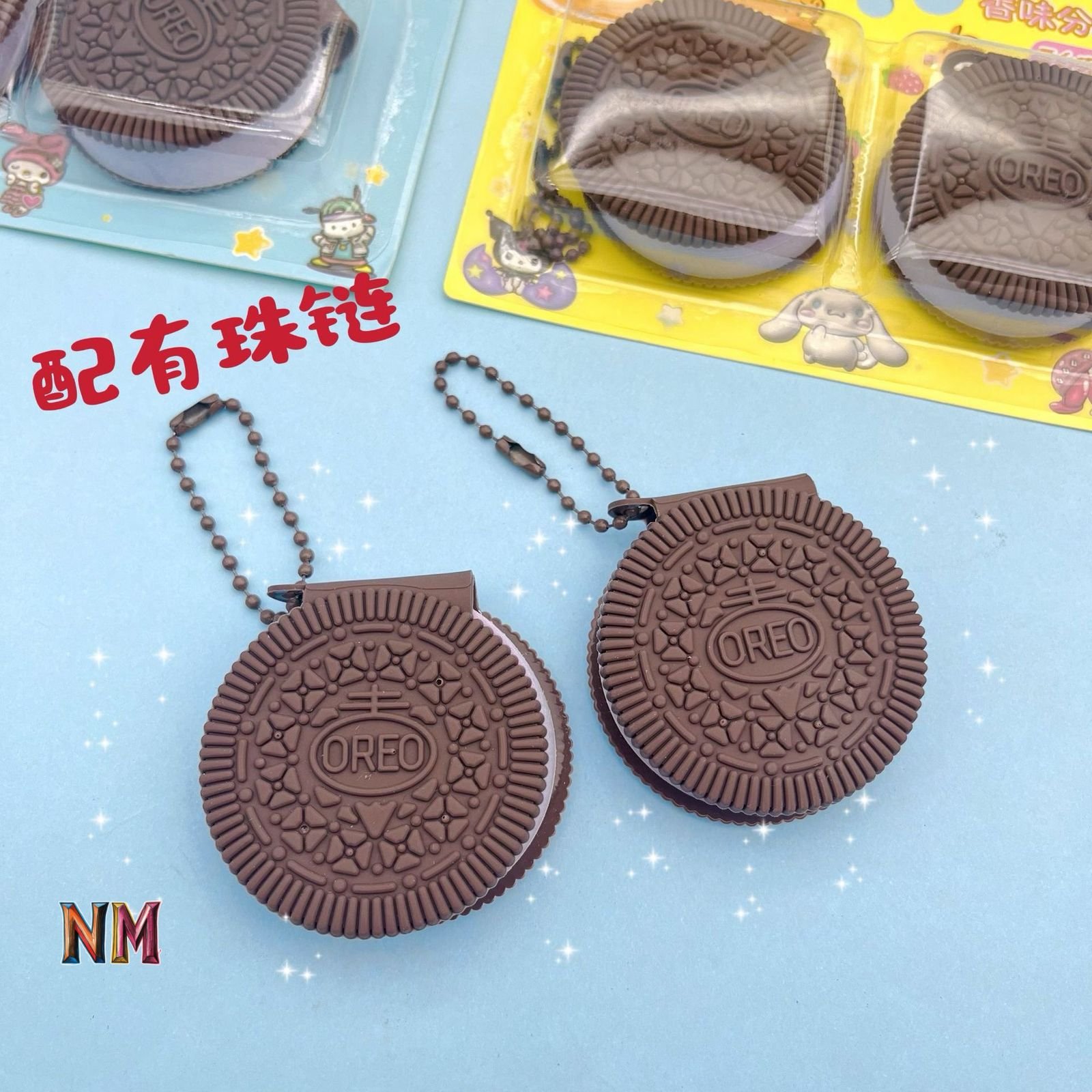 Oreo Cookie-Shaped Mini Notepad Keychain - Set of 2