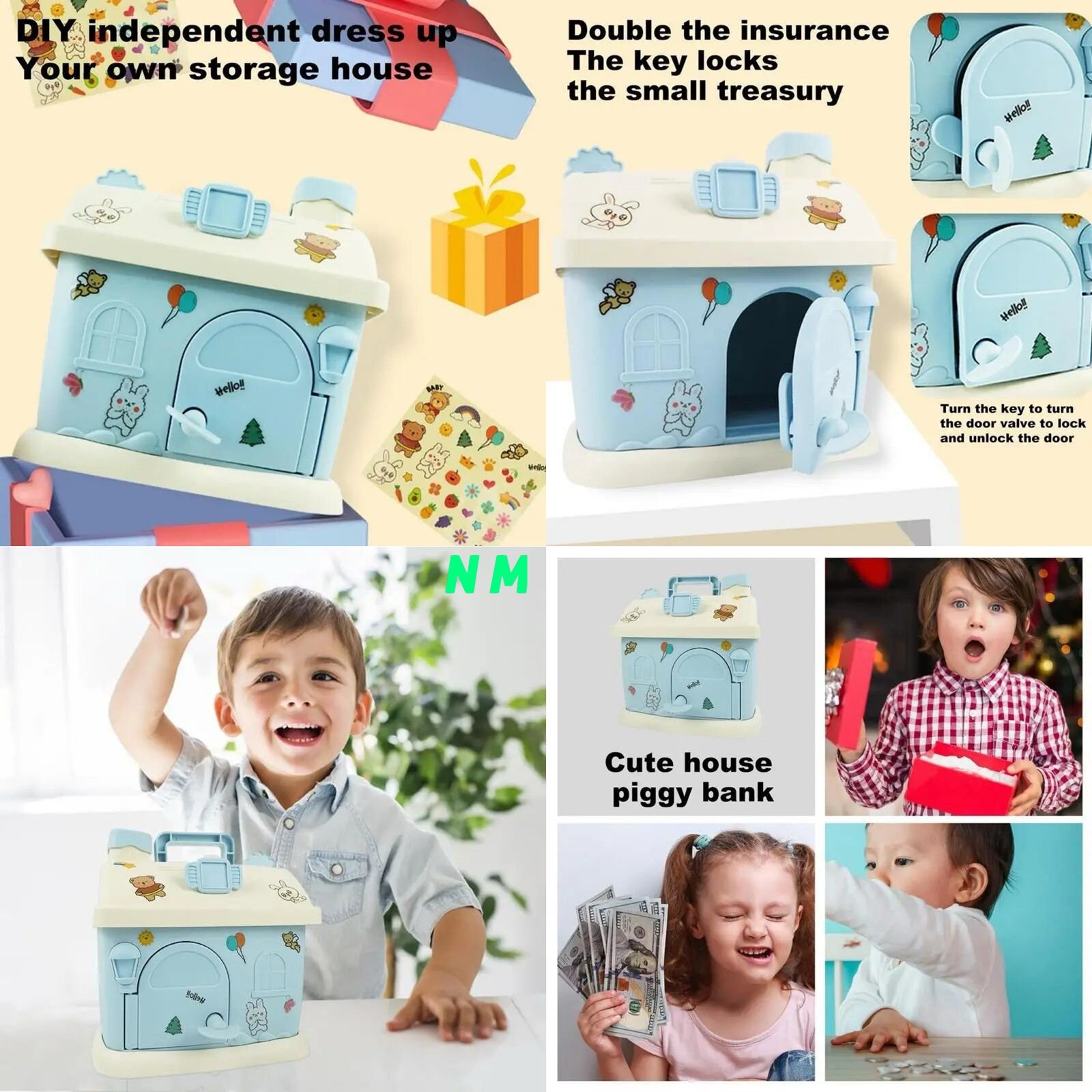 Plastic DIY House Saving Pot Coin Bank Money Bank 