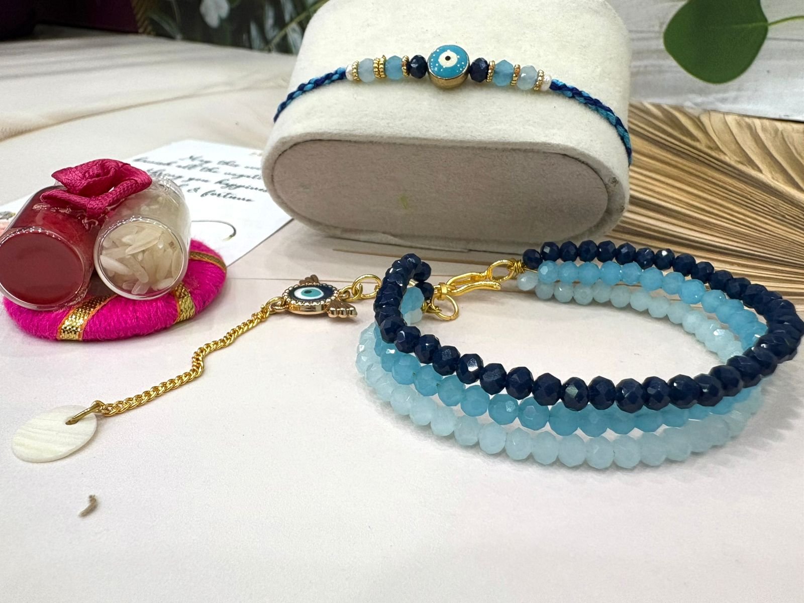  Crystal Evil Eye Bracelet with elegant evil eye Rakhi