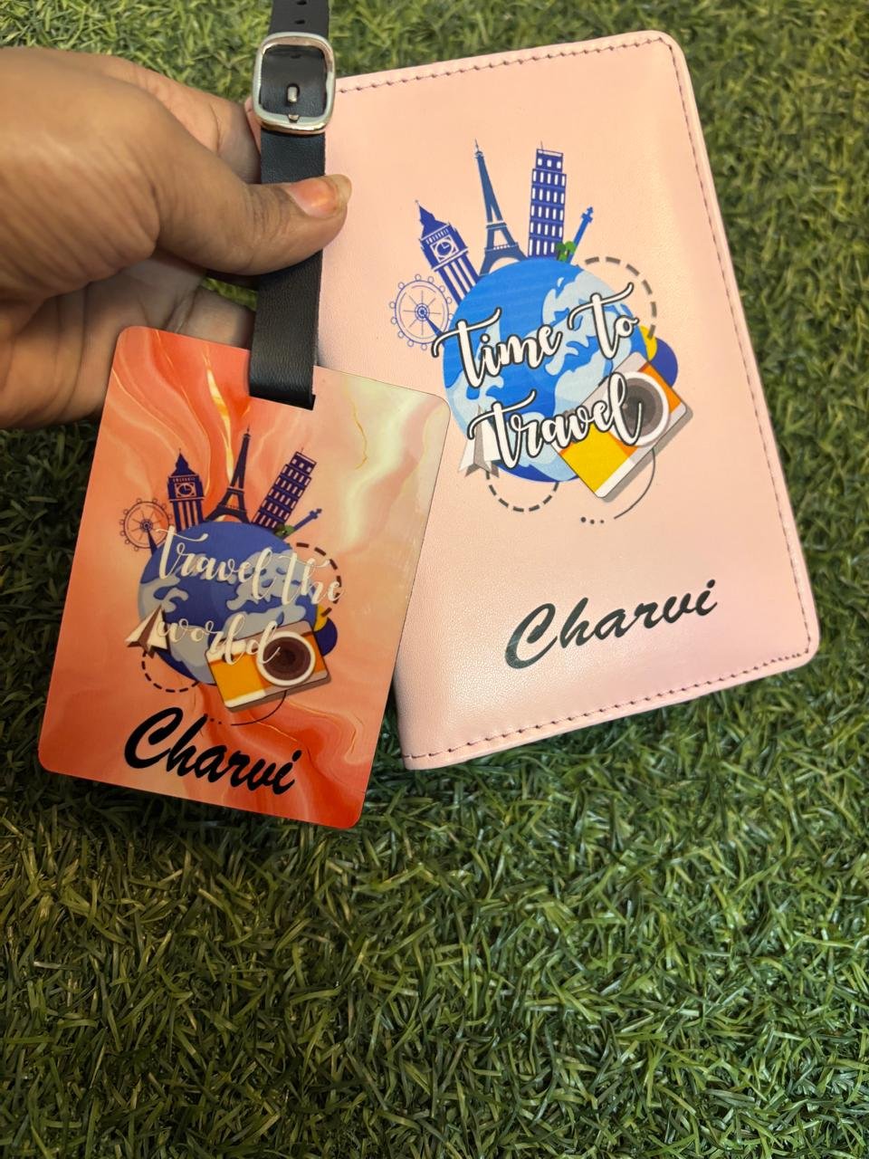 Personalized Passport and bag tag combo