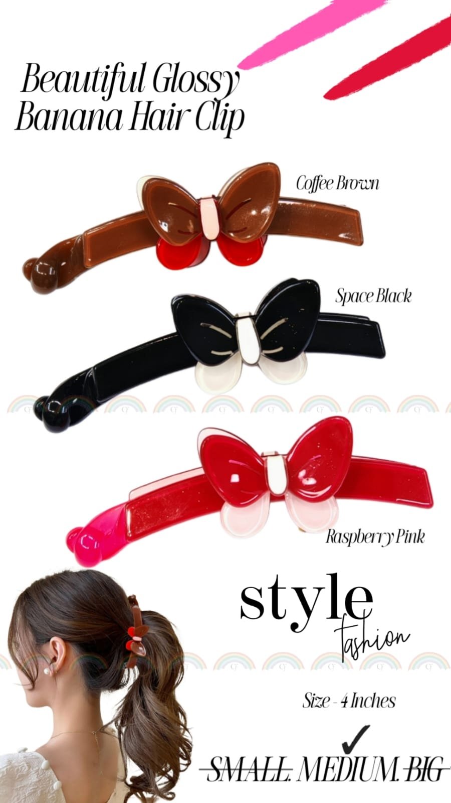 BEAUTIFUL GLOSSY BANANA HAIR CLIPS