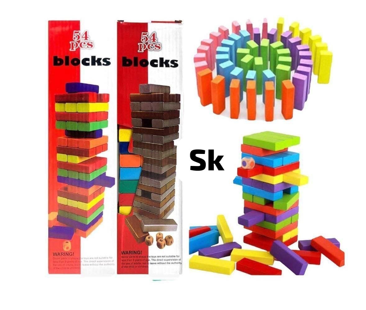 Color and original wood Jenga block game arrived 54 pcs blocks