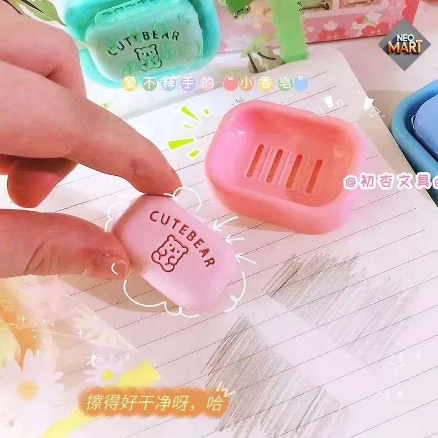 Cute Soap Shaped Erasers Assorted Color MOQ-12