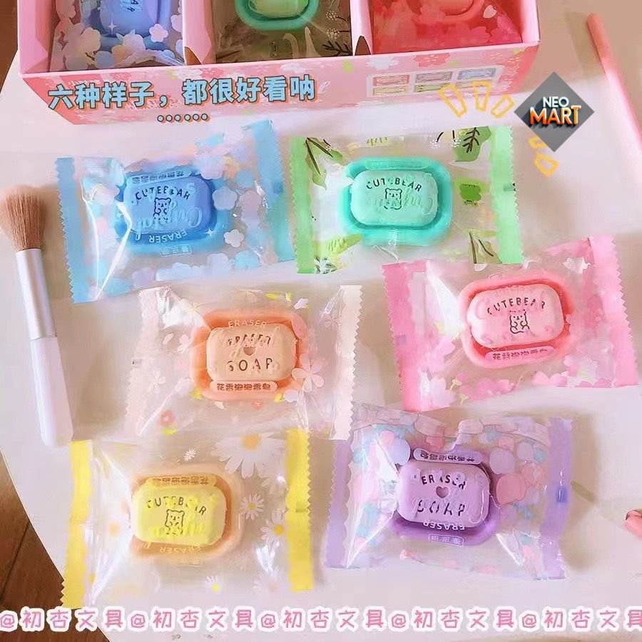 Cute Soap Shaped Erasers Assorted Color MOQ-12