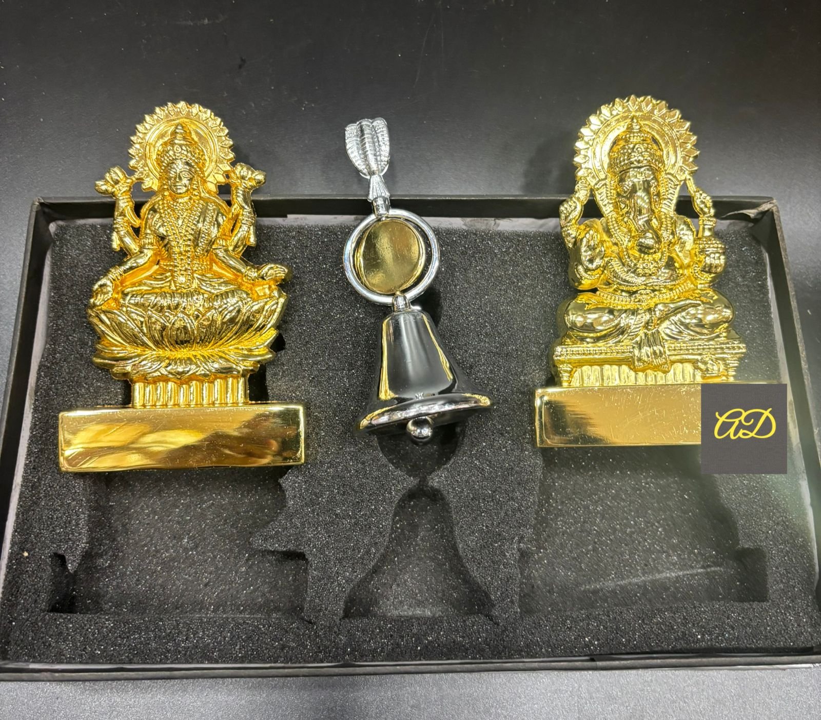 Metal Laxmi Ji Ganesh ji with Bell