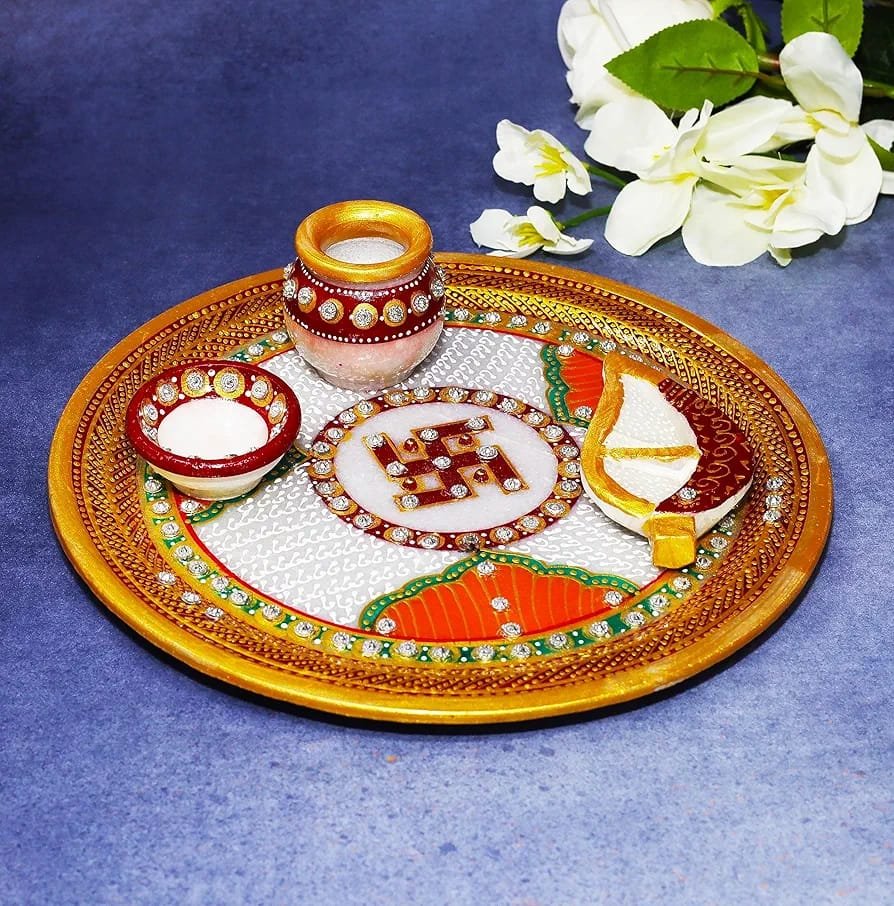 Marble pooja thali set