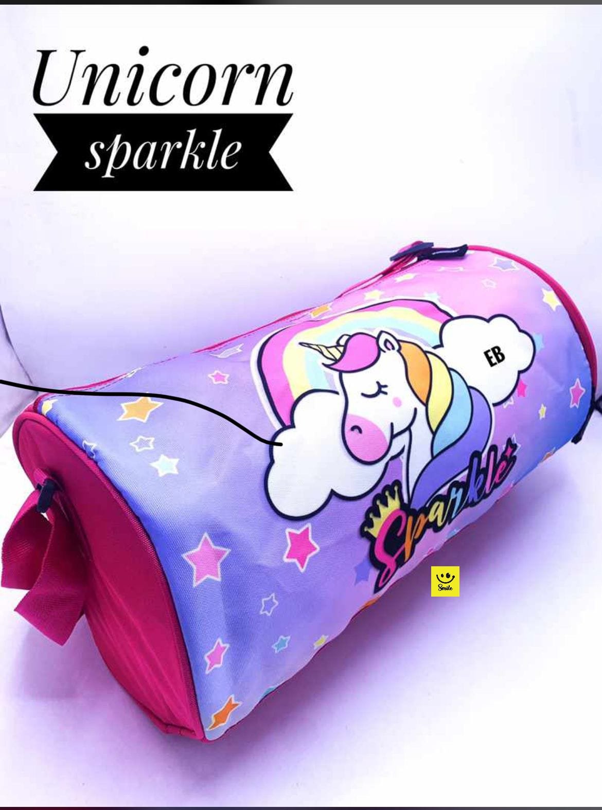 Shoe pocket duffel for kids