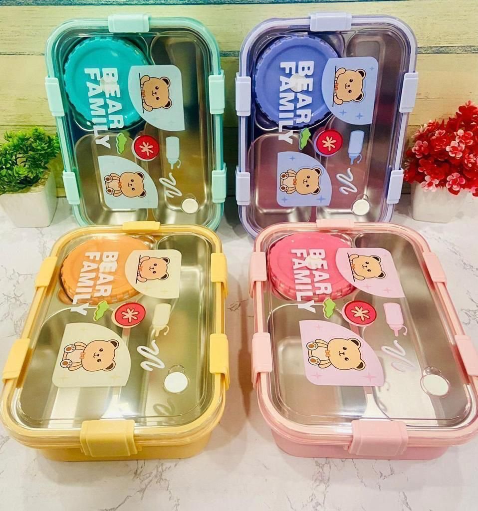 Bear family steel lunch box