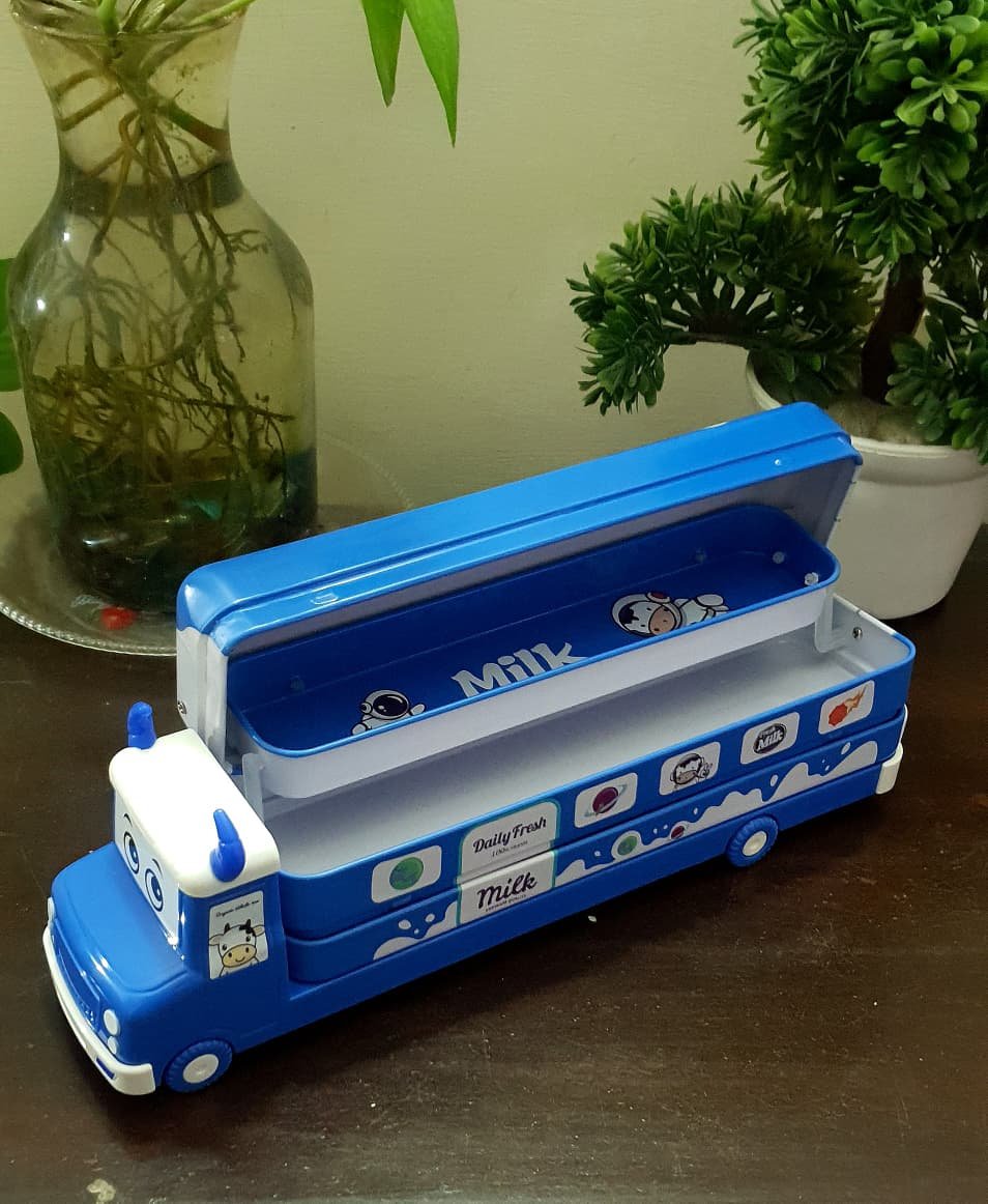 Cow Milk Van Metal Pencil Box with Stationery ???? 