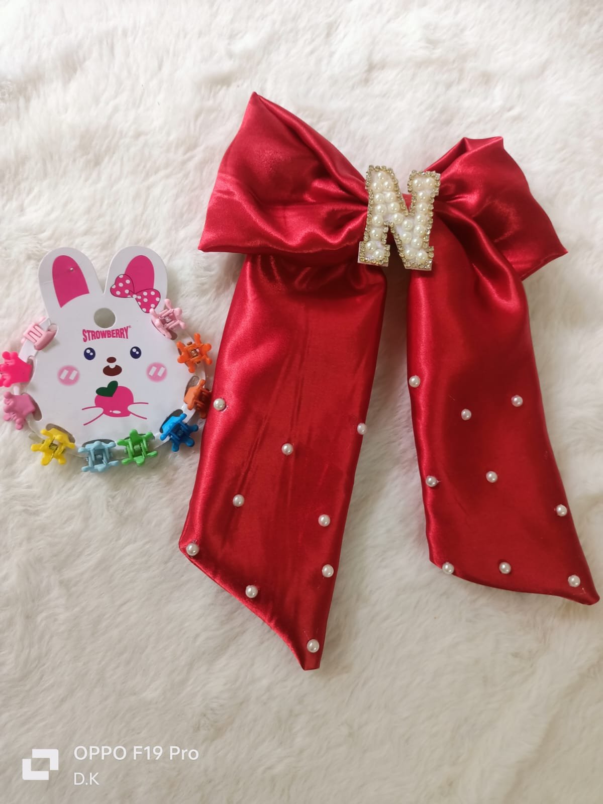 Personalized Rhinestone Initial Bow Clip