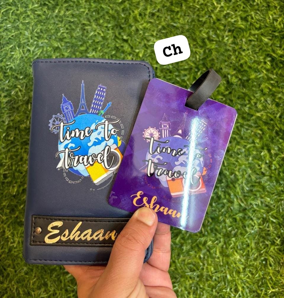 Personalized Passport and bag tag combo