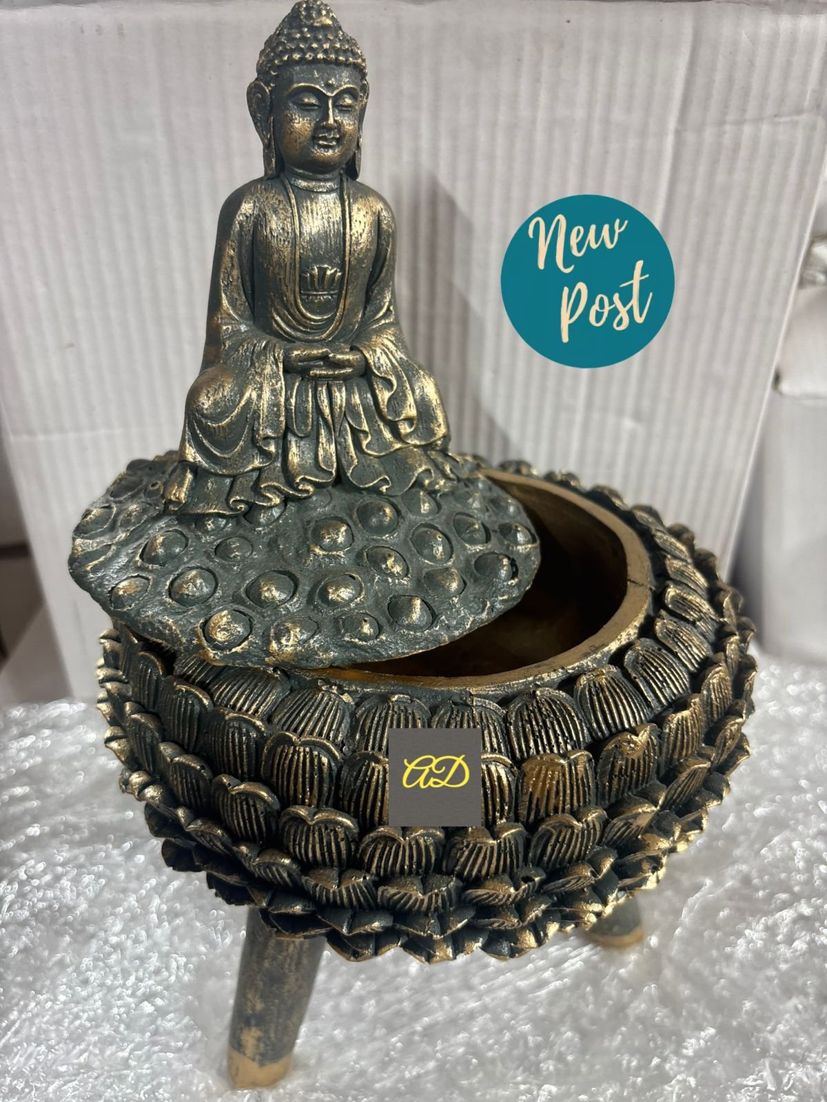 Buddha Statue With Storage Container Lid