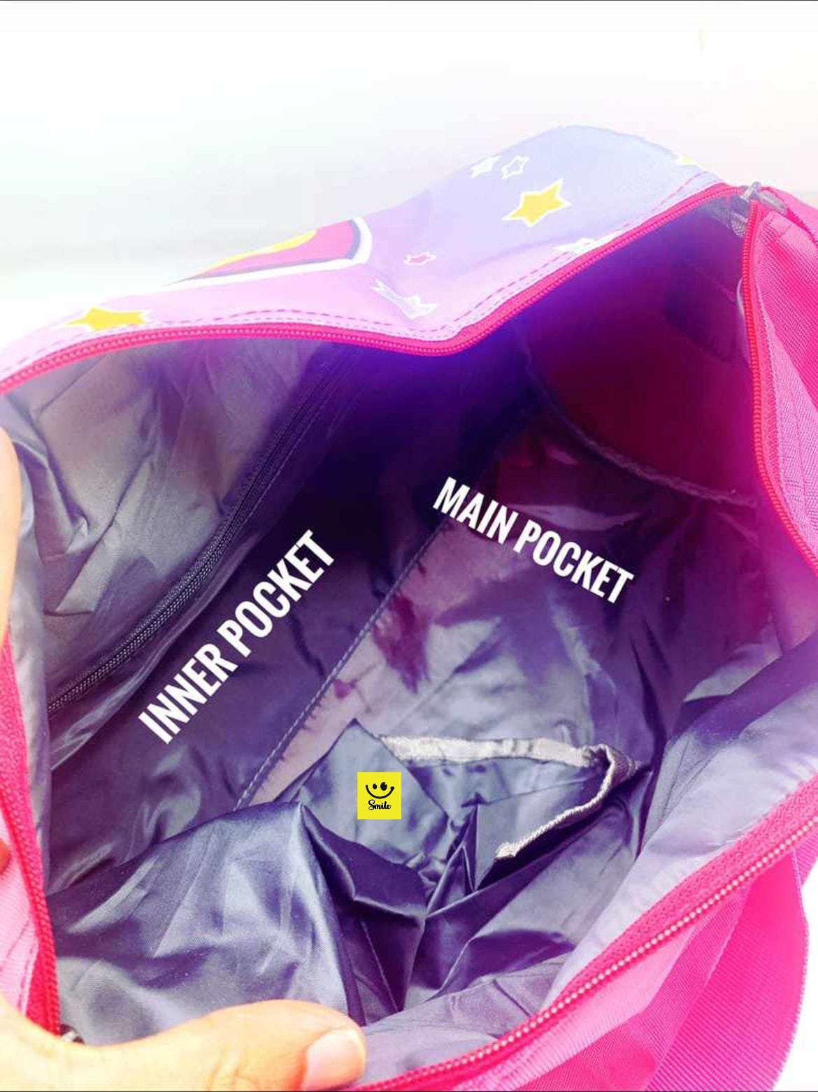 Shoe pocket duffel for kids